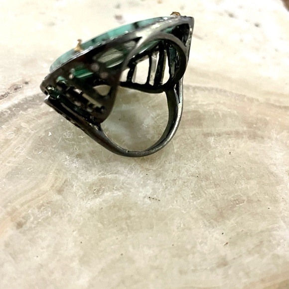 Emerald Diamond Statement Ring - Picture 9 of 13